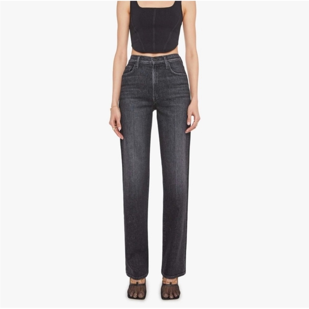MOTHER The Rambler Zip Heel Jeans in Keep It Sharp Black / Gray Wash